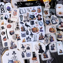 Halloween Rub-on Transfer Stickers 3 Sheets Use for Fabric Paper Wood Chips DIY