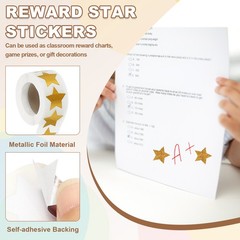 Star Stickers Roll 1 Inch, 500pcs Sparkly Foil Star Labels for Reward, Golden