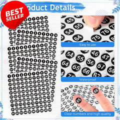 Vinyl Number Stickers 1-100 0.4″ Round 50 Sheets Black Label Pack – US