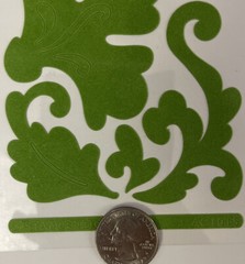 GREEN FUZZY DAMASK ROSE Sticker(11pc)4”x9•Stampendous •Garden•Flower•Bloom•Swirl