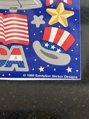 Vintage SANDYLION Patriotic 4th July USA Red White Blue Stickers Lot Flag