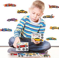 48 Sheets Car Stickers for Kids, Racecar DIY Stickers for Birthday Party
