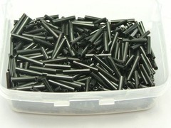 800 Glass Tube Bugle Beads 2X12mm Opaque Black + Storage Box