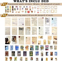 200pcs Vintage Junk Journal Supplies,Scrapbook Supplies Scrapbooking Paper and S