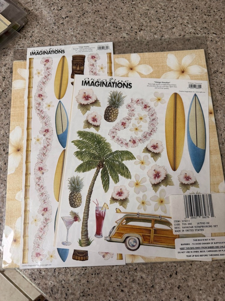 New Scrapbooking Items – Island Themed- Stickers and Themed Pages
