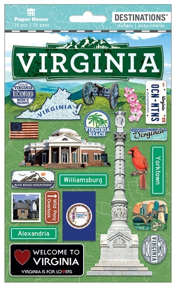 Crafts Stickers Dimensional Virginia Cannon Beach Alexandria Cardinal Flag