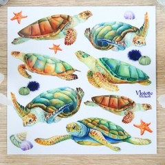 Violette Stickers – Sea Turtles – 1 Sea Life Sticker Sheet – Stationery Crafts