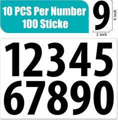 Self-Adhesive Number Stickers 100 PCS 4″ Black for Cabinets and Mailboxes