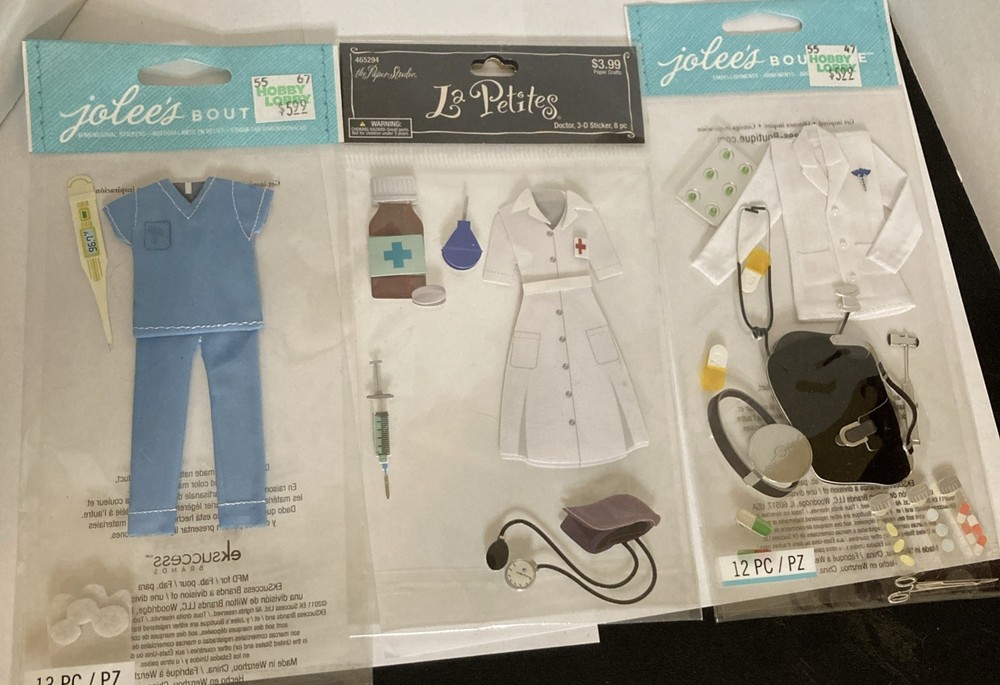 Scrapbook Sticker Jolees Boutique La Petite Medical Dimensional Doctor Nurse Lot