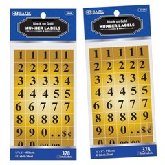 Gold Foil Number Label – 2 Packs by BAZIC (756 Total Labels)