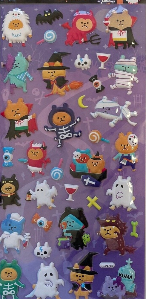 Halloween Costume Bear Puffy Stickers Planner Supply Party Crafts Ghost Witch