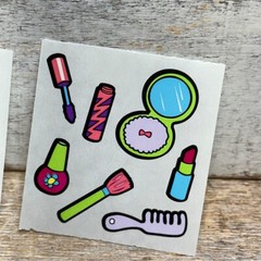 Lot of 3 VTG Sandylion Stickers Pods Assorted BEAUTY, LIPSTICK, COMB 21 Cts New
