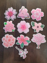 STICKERS x 10 Flowers Pink Cherry Blossom Orchid Tree Sticker CHE2