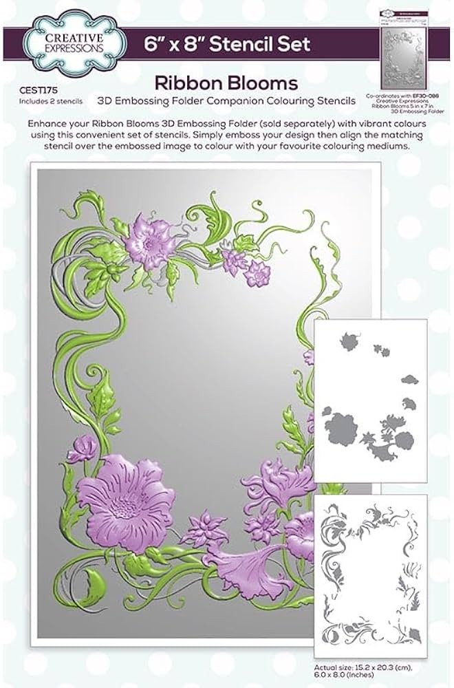 Creative Expressions STENCILS – RIBBON BLOOMS – 6 X 8