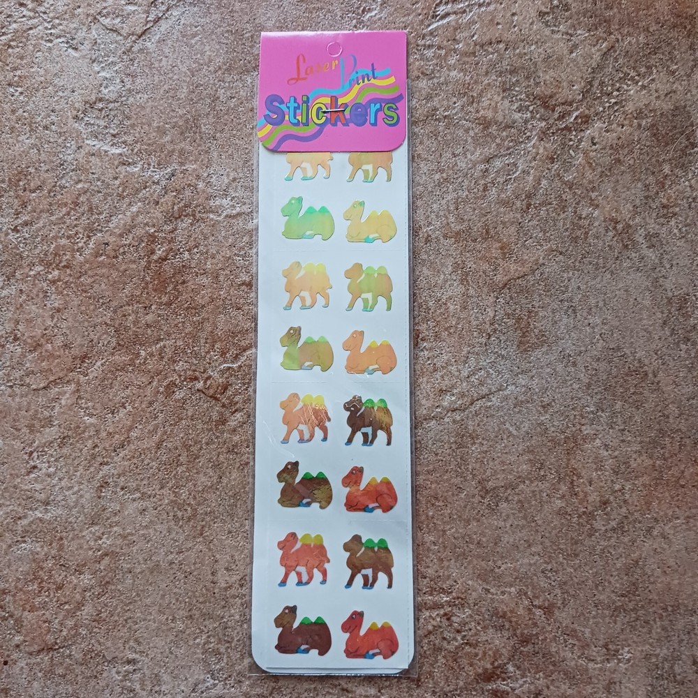 Vintage 90s Laser Print Stickers Camels 1 sheet 16 Stickers