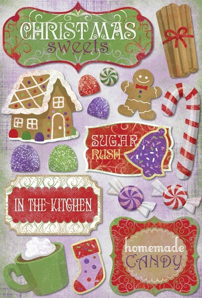 Scrapbooking Crafts KF Stickers Christmas Sweets Homemade Candy Cocoa Sugar Drop