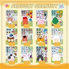 48 Animal Face Sticker Sheets for Kids – Fun Craft Party Favors & Gifts