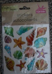 New 15 piece seashells bright colors Scrapbooking Stickers Crafter’s Square