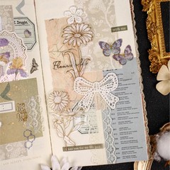 16Pcs Vintage Flowers Stickers Blossom Transparent Sticker Journal Planner Craft