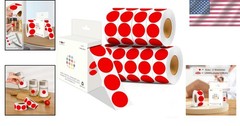 Red Circle Stickers, 10000 Count, 10 Rolls Dispenser