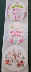 HAPPY MOTHER’S DAY ENVELOPE SEALS STICKERS LABELS TAGS 1″ ROUND FLORAL -100pc