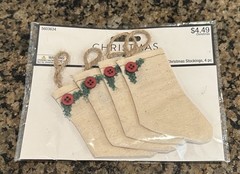 Hobby Lobby Christmas Crafts Burlap & Canvas Reindeer Canvas Stockings 8 Pieces
