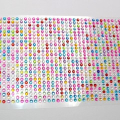 6 Sheets of 850pcs Mixed Color 3mm Round Stripe Self-Adhesive Acrylic Rhinestone
