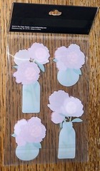La Petites By Paper Studio Flowers Pink Roses In Vase Jar 3D Scrapbook Stickers