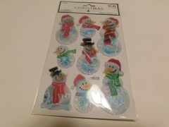 Christmas paper crafts Snowman Glitter 3D stickers 8pc