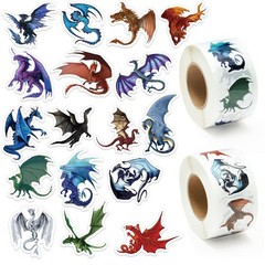 1000PCS Dragon Stickers Roll – Realistic Aesthetic Decals for Water Bottles, Lap
