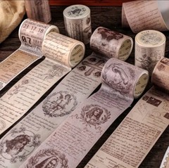 Sheet of Vintage/Retro Letters Tickets Murals Poetry Washi Tape Stickers