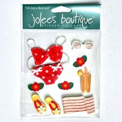 Jolee’s Boutique Red Beach Bikini Dimensional Stickers Summer Beach Flip Flops