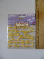 Darice Foamies YELLOW KEYS Glitter Stickers 19 Pieces NIP