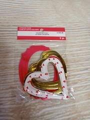 New! 9 PC Heart Cutout 3D Embellishments Valentine Chipboard Red Gold White ~