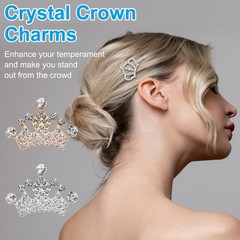20Pcs Crown Charms, 1.3″ x 0.98″ Metal Rhinestone Crown, Silver