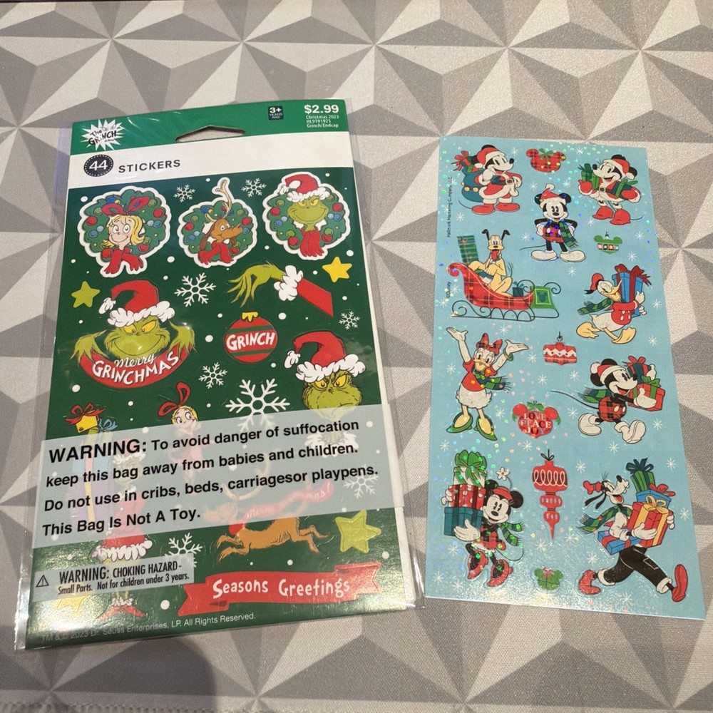 Christmas Stickers – Grinch And Mickey And Friends
