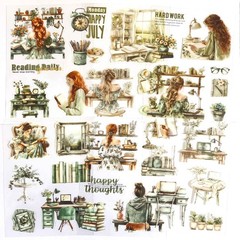 CraftBloom 20 Sheets Reading Time Ephemera Sticker Book for