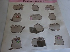 Pusheen Cat w/ Popcorn Sticker & Others 1 sheet of 12–2.25 Inches approx