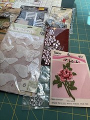 Assorted Scrapbooking Lot of 15+ Vellum Stickers Gems Acetate Words Epoxy