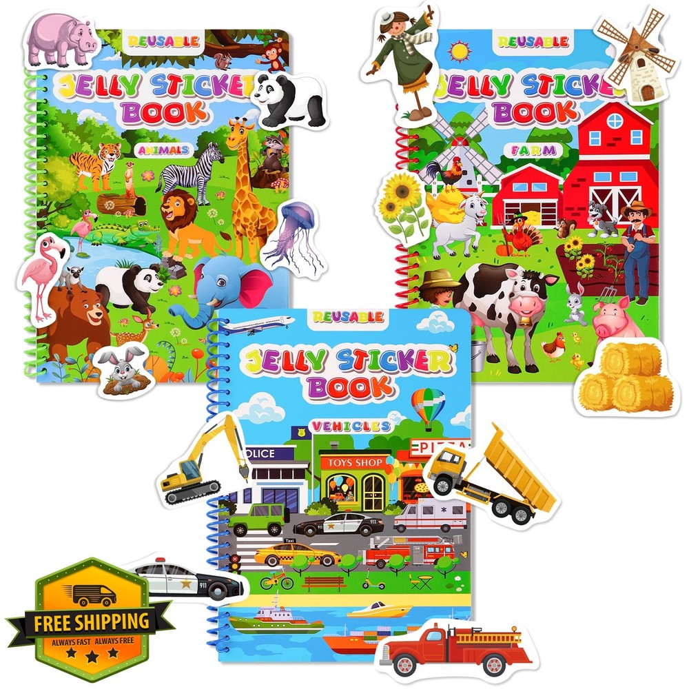 AKASISRUG Animal Farm Vehicle Sticker Books