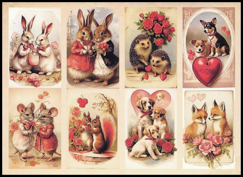 Stickers – Dog Fox Hedgehog Mouse Rabbit Squirrel – Valentine’s Day CL145