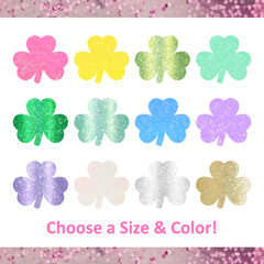 Glitter Shamrock Clover Stickers! – 0.3 to 3 inch – Choose a Size and Color!