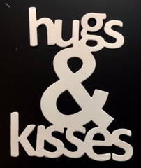 Valentine Die Cuts* Hugs & Kisses * Set of 12 * White or Pink & Purple Cardstock