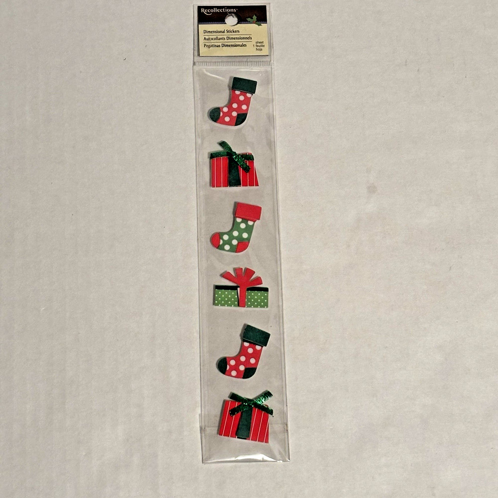 Recollections Christmas Stocking Dimensional Scrapbook Stickers. New & Sealed.