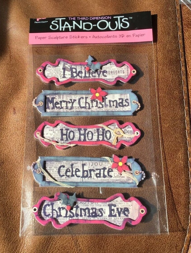 VINTAGE Provo Craft Stand Outs Paper Sculpture Stickers CHRISTMAS TITLES *