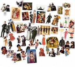 50 Vintage People Stickers Victorian Edwardian Portrait Ephemera Scrapbook Lot