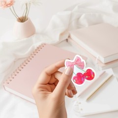 Pink Girly Coquette Sticker Pack of 15 Waterproof Vinyl, Bow Cherry Paris & More