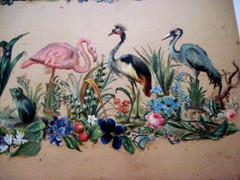Fantastic 1800’s Scrapbook Page w/ Gorgeous Die Cuts of Birds & Frog *