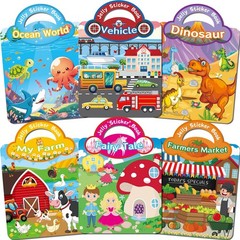 6Pack Reusable Sticker Books for Toddlers 1-3 2-4, Jelly Sticker Books for Ki…