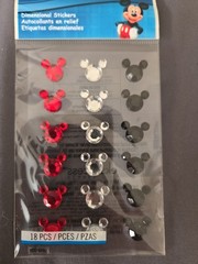 Vintage EK Success Disney Jeweled Mickey Head Dimensional Stickers Gems 18pc New